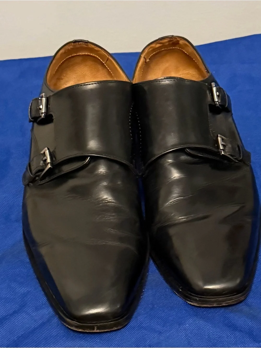 Black Double Monk Strap 100% Leather Dress Shoes